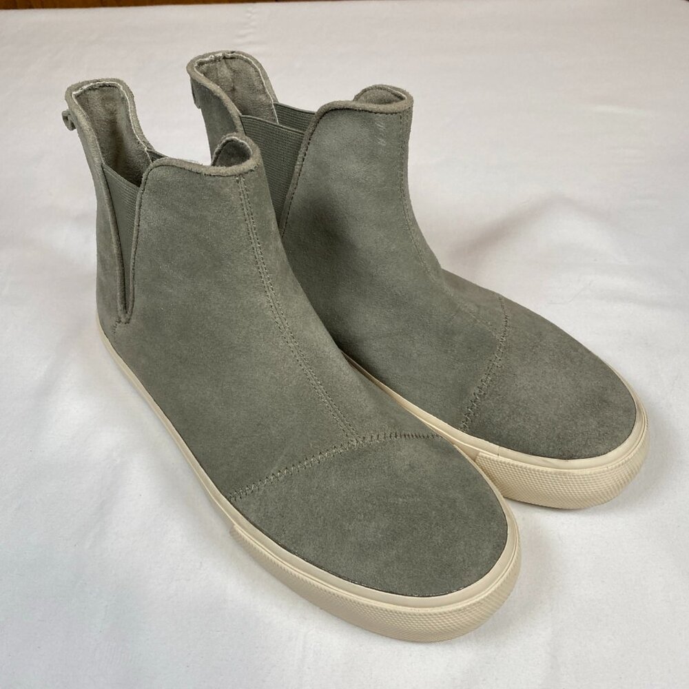 Tom's Suede Fenix Platform Chelsea Women's Boots 9 Gray Green